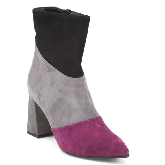 OROSCURO Black/multi Made In Italy Leather Heel Booties - Picture 1 of 2